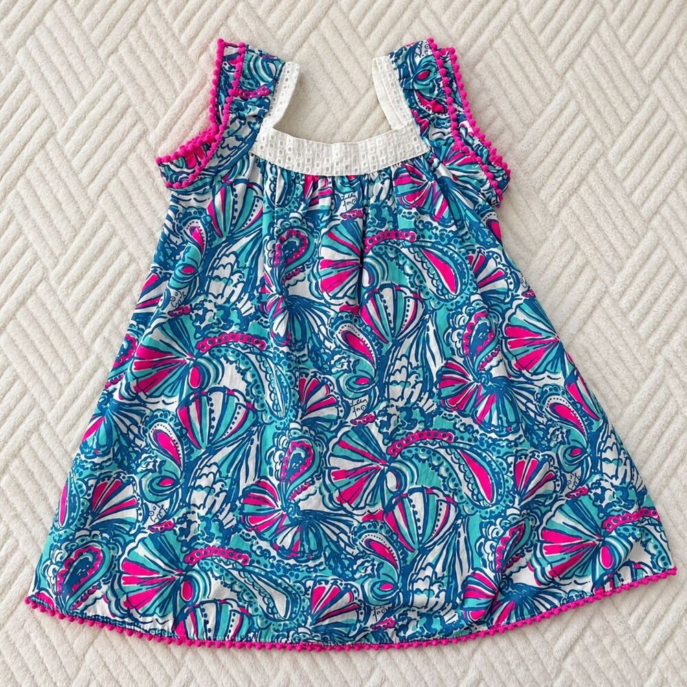Lilly Pulitzer 4T 20th Anniversary Butterfly Paisley Dress Pink Blue